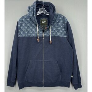Howler Bros Hoodie Mens XL Blue Full Zip Fleece Sweatshirt Geometric Pattern